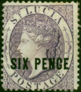 St Lucia 1882 6d Violet SG28 Fine MM