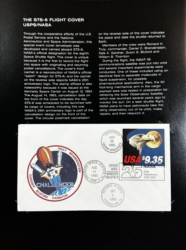 US #1909 Used VF/XF Cachet & Space NASA Cover STS-8 Challenger 1983 [FDC286]