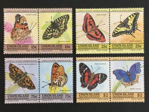 1985 St Vincent & The Grenadines Union Island Butterfly SC 194-7 MNH