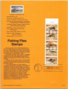 USPS SOUVENIR PAGE FISHING FLIES PLATE NUMBER STRIP OF (5) 1991