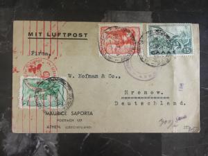 1942 Athens Greece Dual Censored Postcard Cover to Hronow Germany