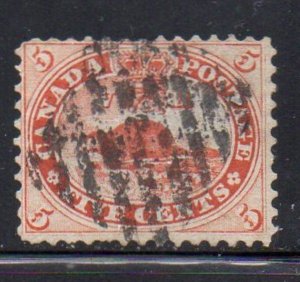 Canada Sc 15 1859 5c vermilion beaver stamp used