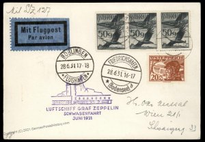 Austria Germany 1931 Graf Zeppelin Si112 Schwabenfahrt Boeblingen Cover 99805