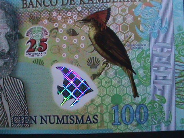 ​AFRICA- 2013-BANK OF KAMBERRA POLYMER-$100 NOTE-UNC- WITH HOLOGRAM FISH-VF