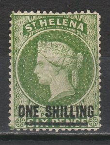 ST HELENA 1864 QV 1/- WMK CROWN CC PERF 14