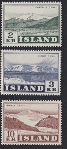 Iceland # 302-304, Glaiers, Mint Hinged, 1/3 Cat.