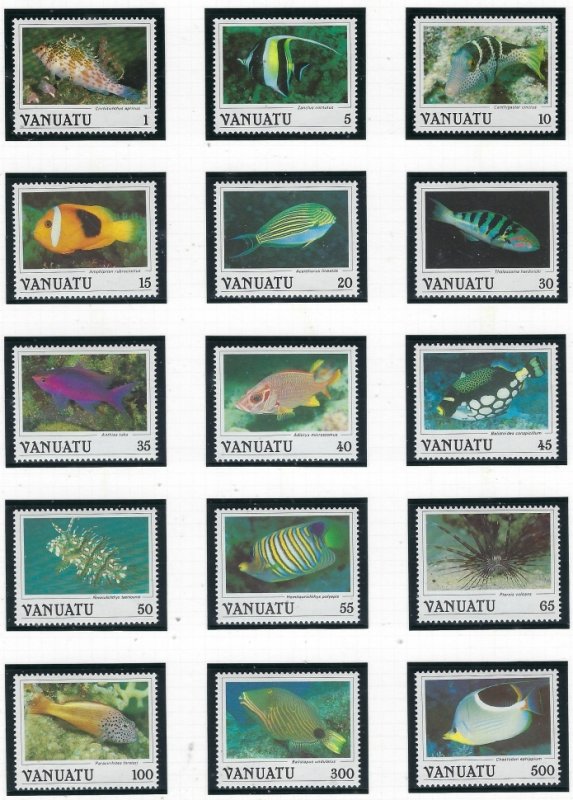 Vanuatu 442-56 MNH 1987 Fish (fe8683)