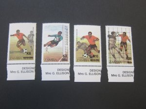 Zambia 1986 Sc 403,08,12,16 football MNH