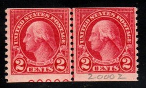#599 Two cent Washington line pair EFO MINT-OG/NH ⭐⭐⭐⭐⭐