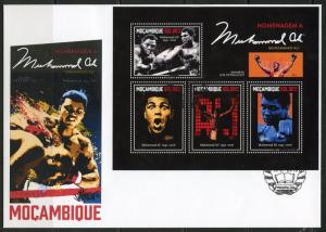 MOZAMBIQUE 2016 HONORING  MUHAMMAD ALI  SHEET FIRST DAY COVER