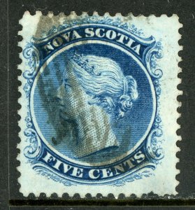 Canada 1860 Nova Scotia 5¢ Blue Scott #10 VFU Z54