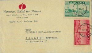 95459 - POLAND - POSTAL HISTORY - IMPERF + PERFORATED  Stamp on COVER  - 1946