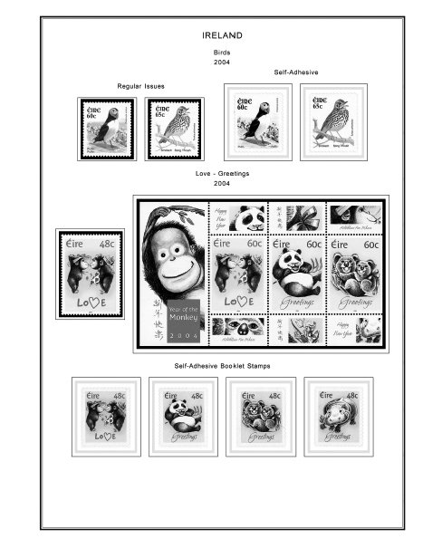 IRELAND 1922-2010 + 2011-2020 STAMP ALBUM PAGES (336 PDF b&w illustrated pages)