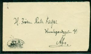 FINLAND 1904, Ship cover to ABO w/20pen tied reverse & ship cancel on front