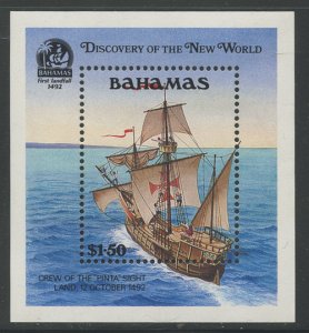 Bahamas 1991 Pinta's Crew Sights Land S/S Sc# 729 NH