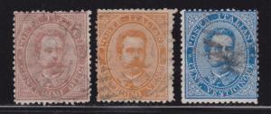 Italy # 46 , 47 & 48 , King Humbert I , F-VF Used Stamps - I Combine S/H