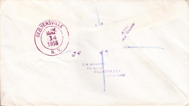 New Zealand 1958 Registered Cover to N.Y. Stamp Dealers Mail