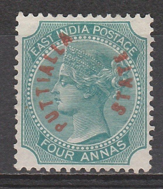 PATIALA 1884 QV VERTICAL OVERPRINT 4A 