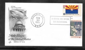 Just Fun Cover #1680 FDC AZ. State Flag Artcraft Cachet. (A1510)