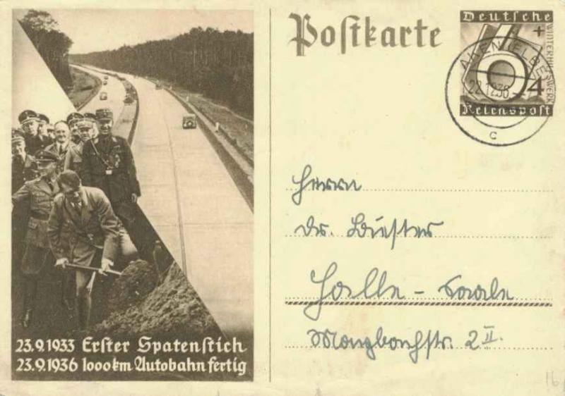 Germany 6pf+4pf Winterhelp Autobahn Semi-Postal Postal Card 1936 Aken (Elbe) ...