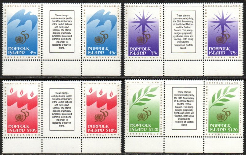 Norfolk Island Sc #592-595 MNH gutter pairs