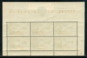 SAN MARINO SCOTT #C91a SASSONE #16  1954 AIRMAIL SHEET VF MINT NH-SCOTT $1250.00