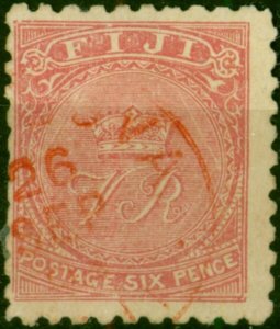 Fiji 1885 6d Pale Rose SG45 P.10 Good Used