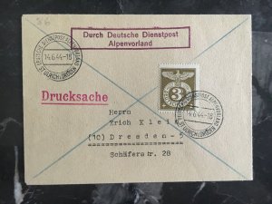 1944 Germany St Ulrich Alpenvorland Dienstpost Cover to Dresden