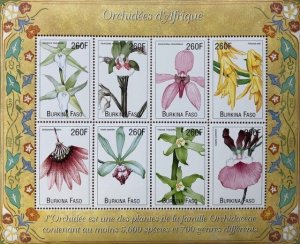 Burkina Faso - 1999 - Orchids from Africa - Sheet of 8 Stamps - MNH