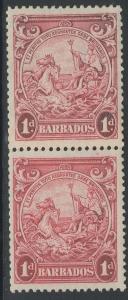 BARBADOS SG249 1939 1d CARMINE p13½x13 MTD MINT WITH COIL JOIN