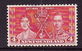 Newfoundland- Sc#231-used 4c KGVI Coronation-id#356-1937-