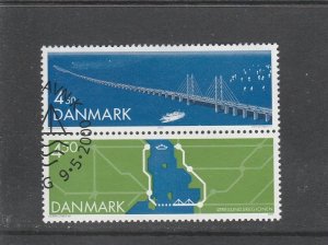 Denmark  Scott#  1188a  Used Pair  (2000 Oresund Bridge)