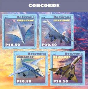 Stamps.Plane, Concorde 2023 year 1+1 sheets perf Botswana NEW