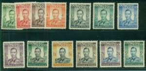 SOUTHERN RHODESIA #42-54 Complete set, og, LH, VF, Scott $51.05