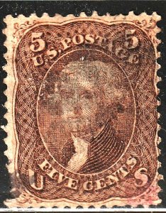 #95 US 5 CENT BROWN JEFFERSON-W/GRILL-USED-N/G-FINE-V/F