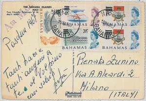 34764  - BAHAMAS - Postal History - postcard to ITALY 1967 - Birds FLAMINGOES