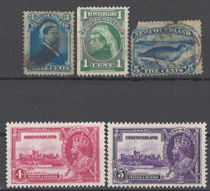 COLLECTION LOT OF #1508 NEWFOUNDLAND 5 STAMPS 1880+