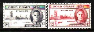 Gold Coast-Sc#128-9- id14-unused hinged KGVI Peace set-1945-6-