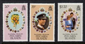 Pitcairn Islands 206-8 MNH Charles & Diana Wedding, Flowers