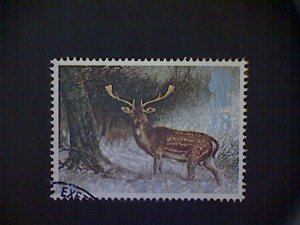 Great Britain, Scott #1421, used (o), 1992, Animals in Winter: Fallow Deer, 18p