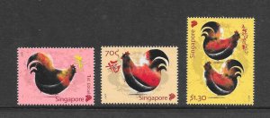 BIRDS - SINGAPORE #1814-16  MNH