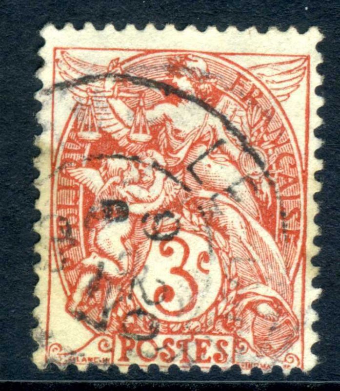 France 1906  3¢ Lake Red Blanc VFU Z293 ⭐⭐