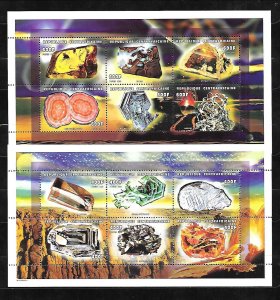 CENTRAL AFRICAN REPUBLIC Sc 1261-2 NH issue of 1998 - 2 MINISHEETS - MINERALS 