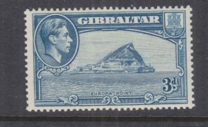 GIBRALTAR 1938 KGVI perf. 13 1/2, 3d. Blue, lhm. 