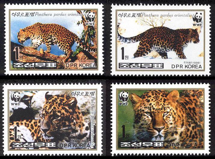 North Korea WWF Amur Leopard 4v SG#N3803/3806 SC#3784-87 MI#4085-88