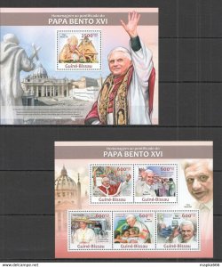 2013 Guinea-Bissau Famous People Pope Benedict Xvi Kb+Bl ** Stamps St1216