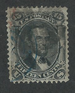 98 Used, VF, 15c. Lincoln, scv: $275 +$120 Red & Blue CXL, FREE INSURED SHIPPING