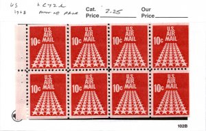 United States Postage Stamp, #C72b Pane Mint NH, 1968 Airmail (AB)