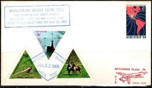 1968 US Local Post Rattlesnake Island 3rd Issue First Day Cover