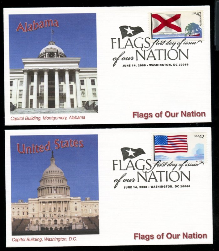 US 4273-4282 Flags of our Nation 2008 UA set of 10 Fleetwood Cachet FDC DP